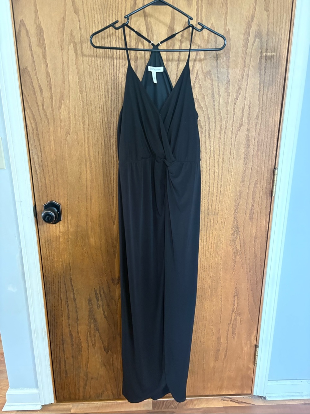 BCBGeneration Black Knotted-Front Wide-Leg Jumpsuit